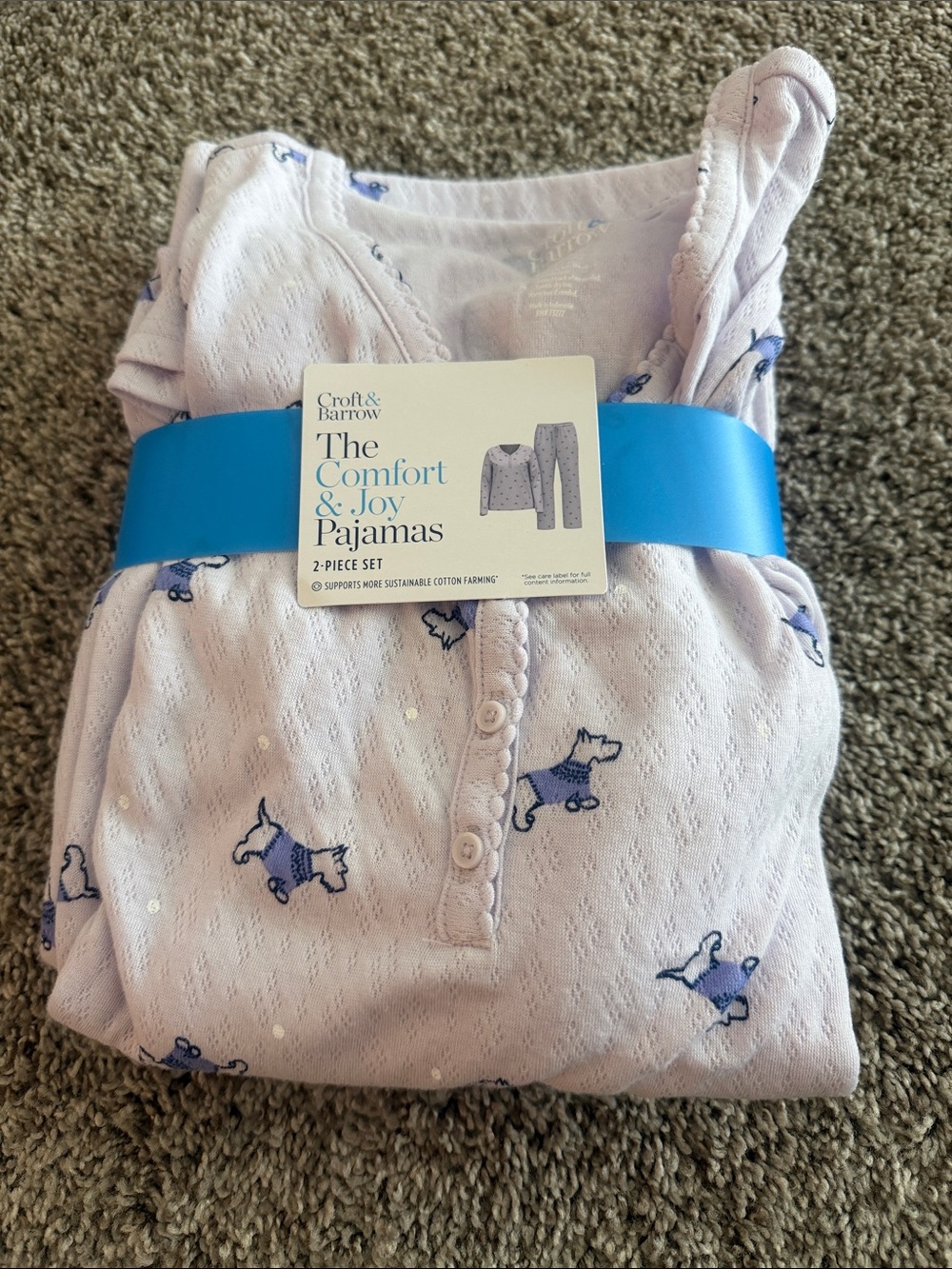 BRAND NEW croft & barrow Lilac Dog-Print Pajama Set